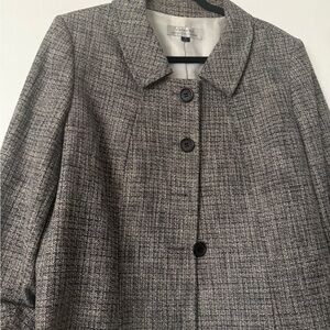 Tahari Gray Blazer Classic Wool Blend Notched Collar